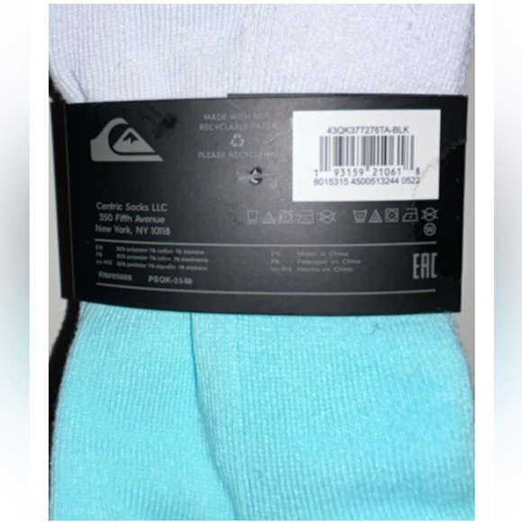 Quicksilver Low Cut Socks 5 Pair Men's 6-12 Black & Multicolor w Mixed Logo Surf - Picture 4 of 12